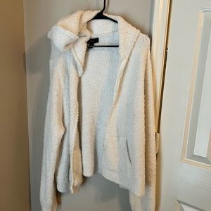 Forever 21 Plus Size 3X White Fluff Jacket w/Hood Super Cozy